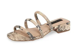 Steve Madden HADES Beige Snake Slip On Pointed toe Flat Slide Sandals