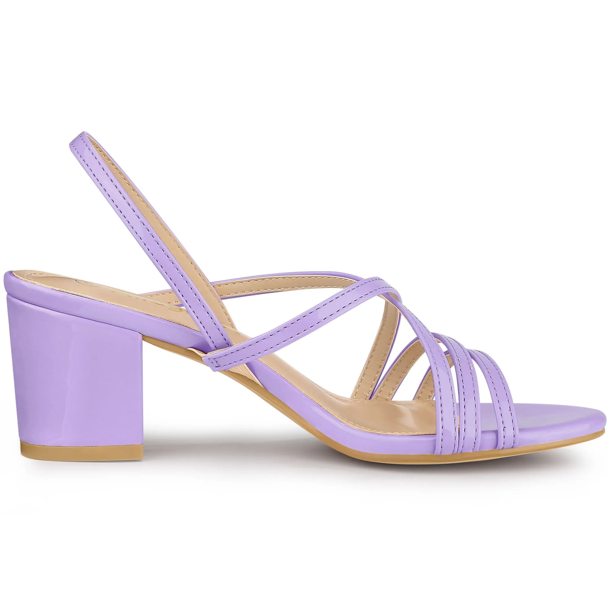 Strappy Slingback Chunky Heel Slide Sandals