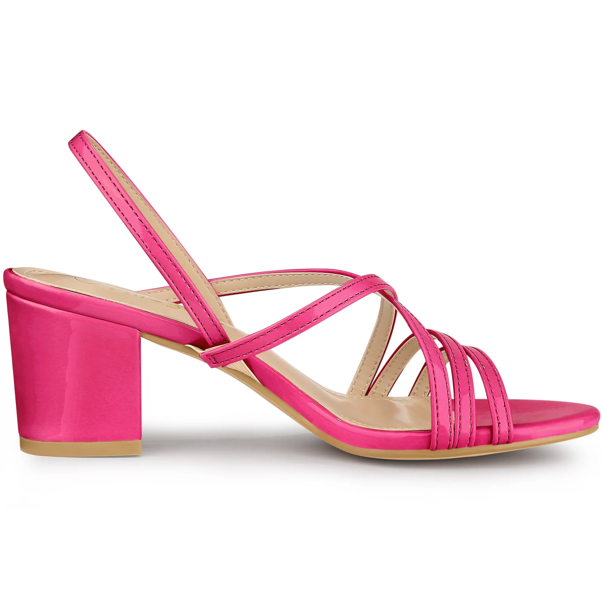 Strappy Slingback Chunky Heel Slide Sandals