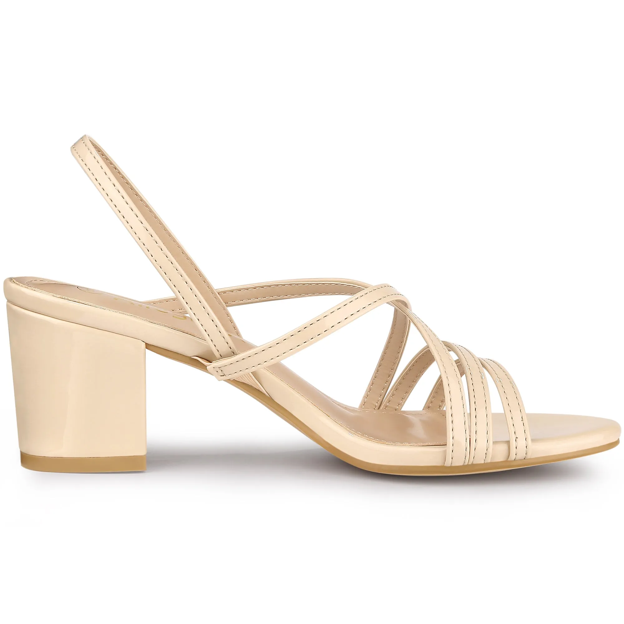 Strappy Slingback Chunky Heel Slide Sandals