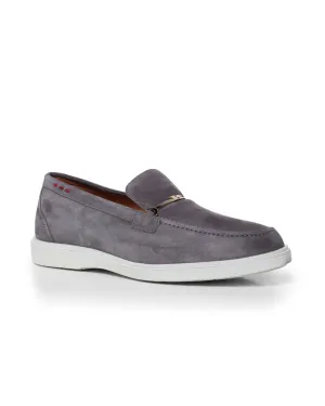 Suede Logo Bit Loafer in Grey