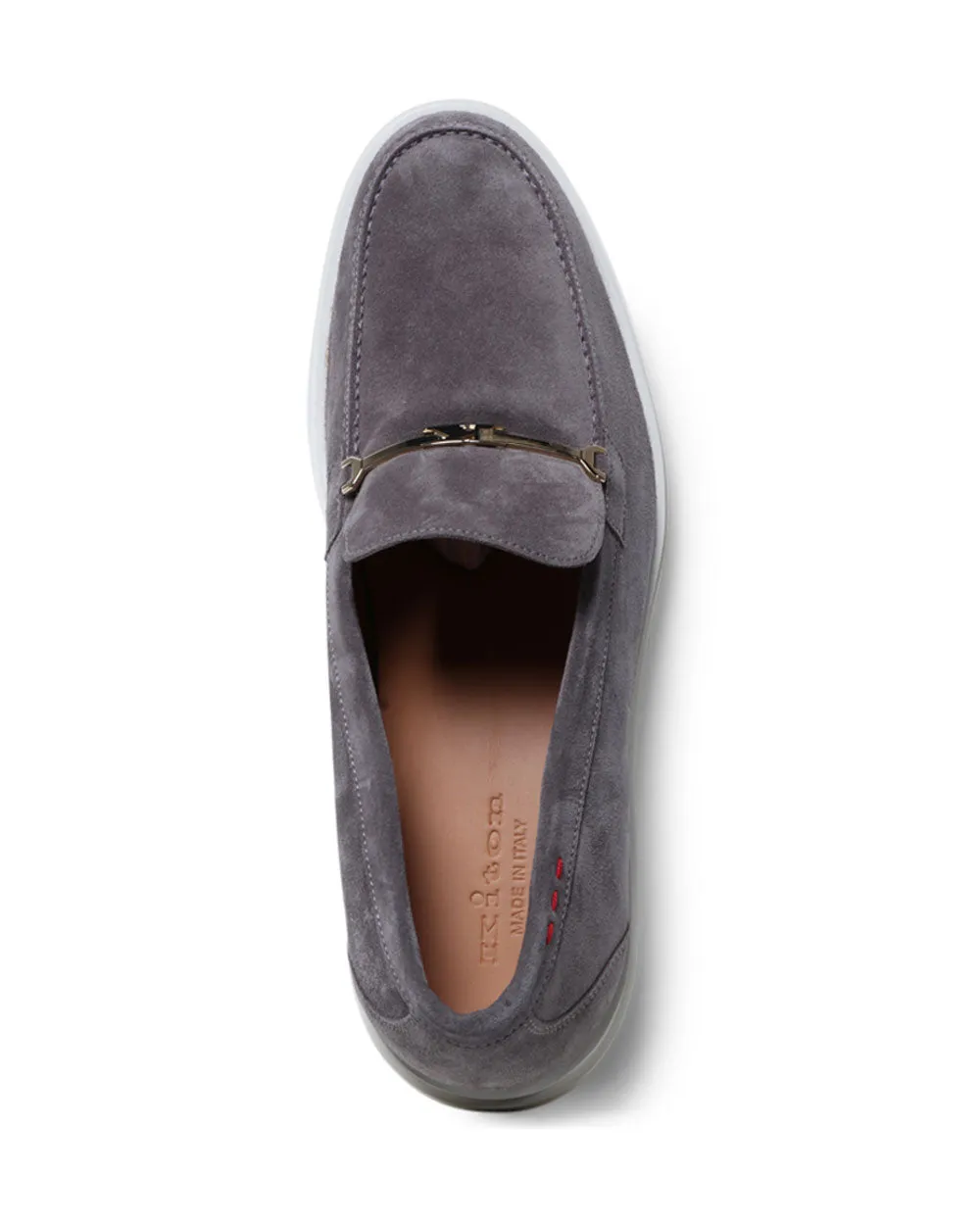 Suede Logo Bit Loafer in Grey