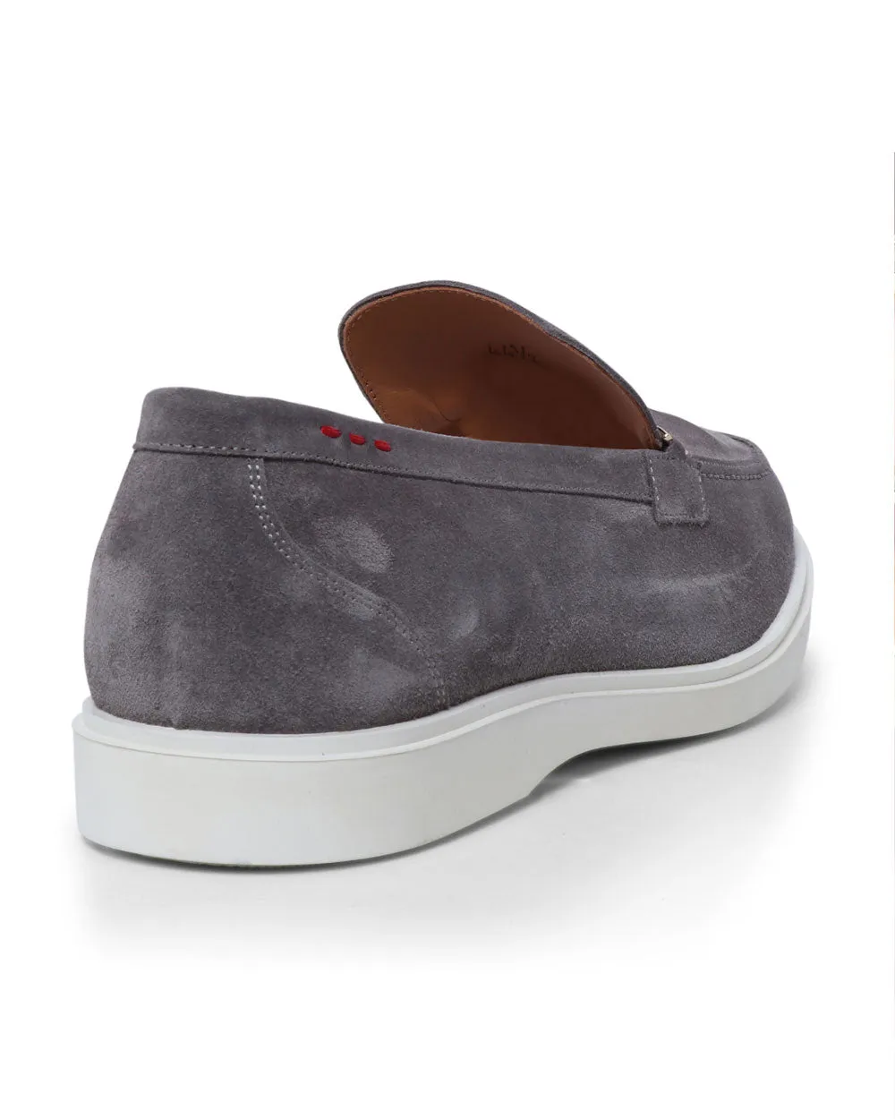 Suede Logo Bit Loafer in Grey