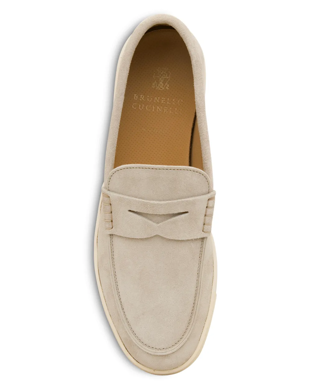 Suede Penny Loafer in Beige