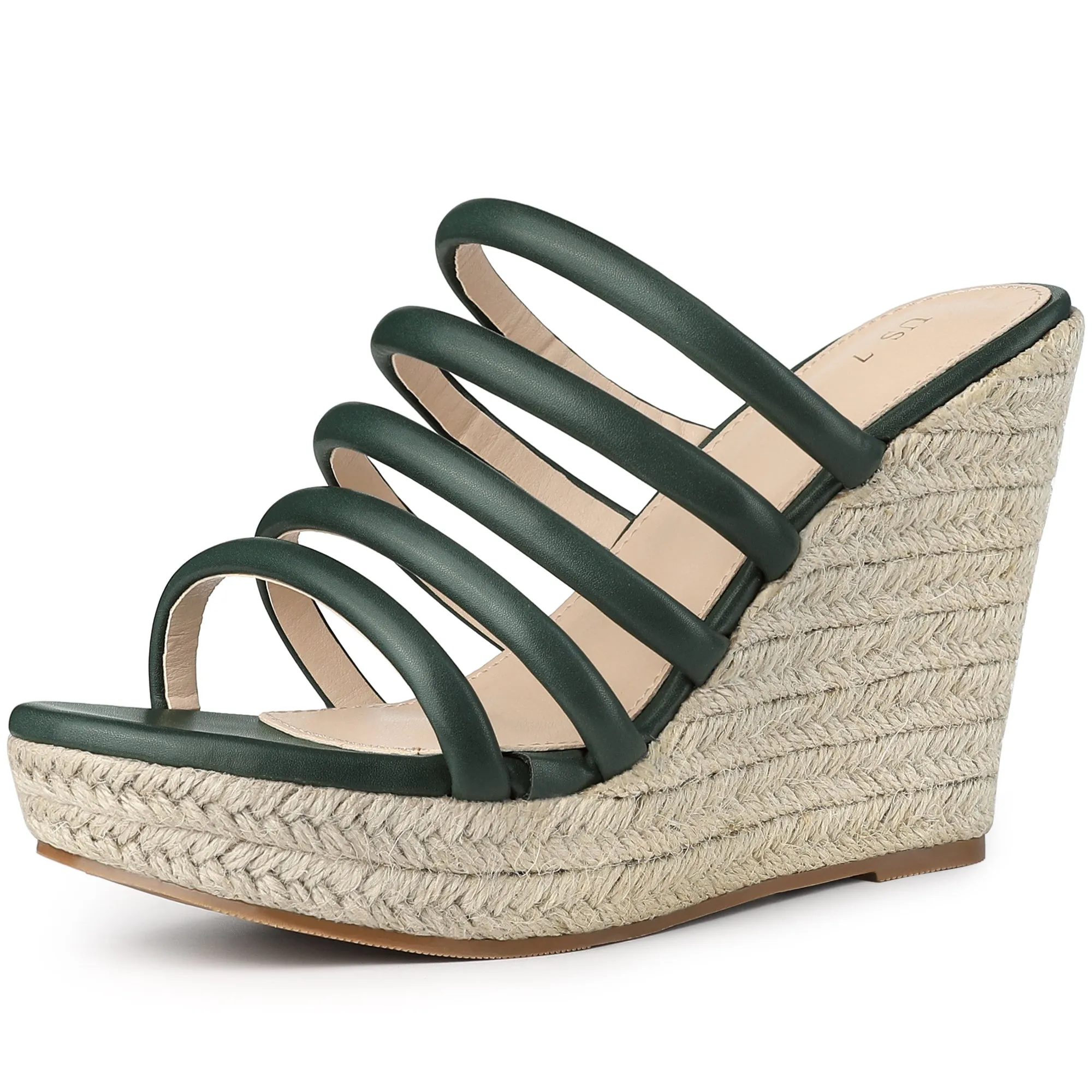 Women's Platform Strappy Slides Wedge Espadrille Wedges Sandals