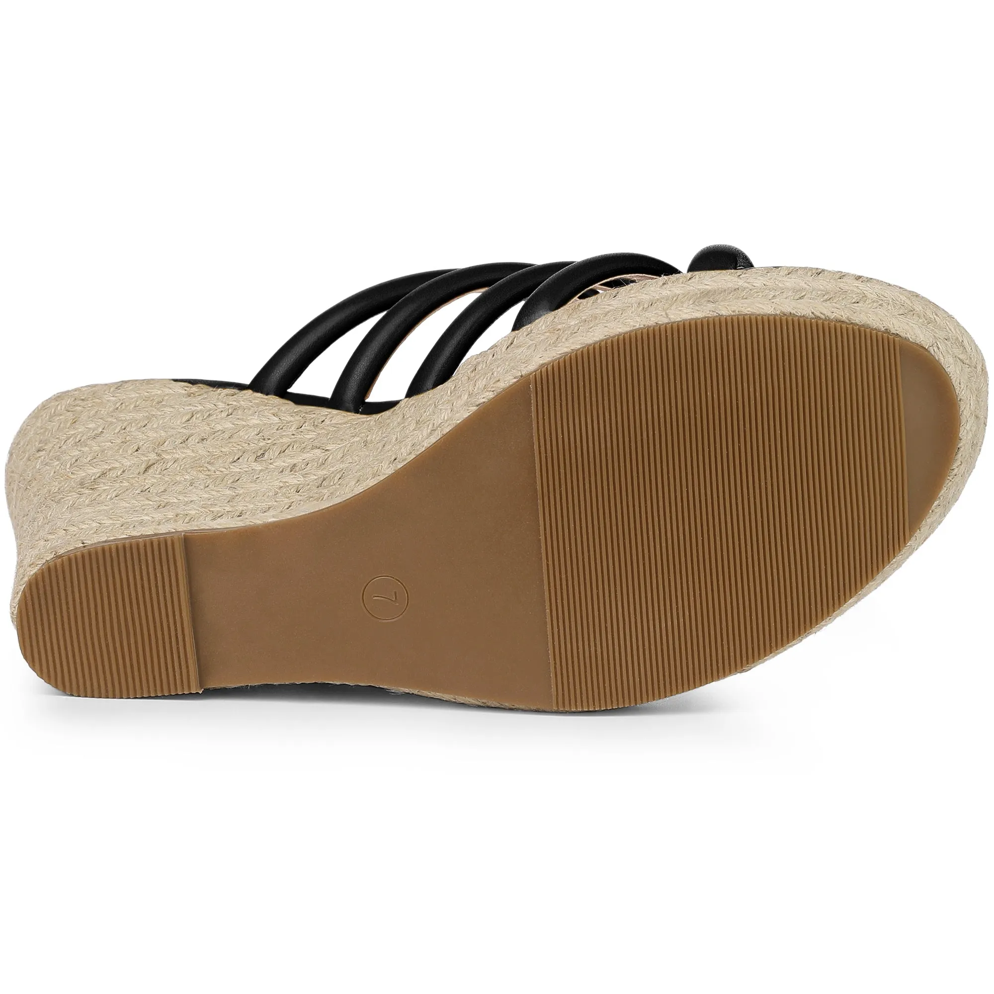 Women's Platform Strappy Slides Wedge Espadrille Wedges Sandals