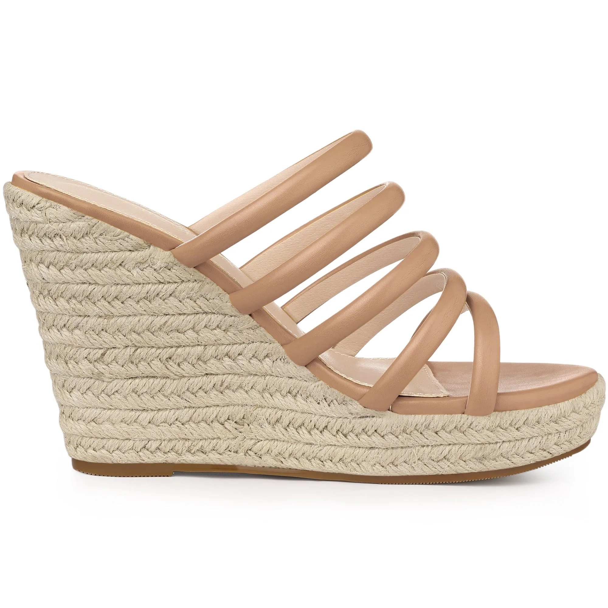 Women's Platform Strappy Slides Wedge Espadrille Wedges Sandals