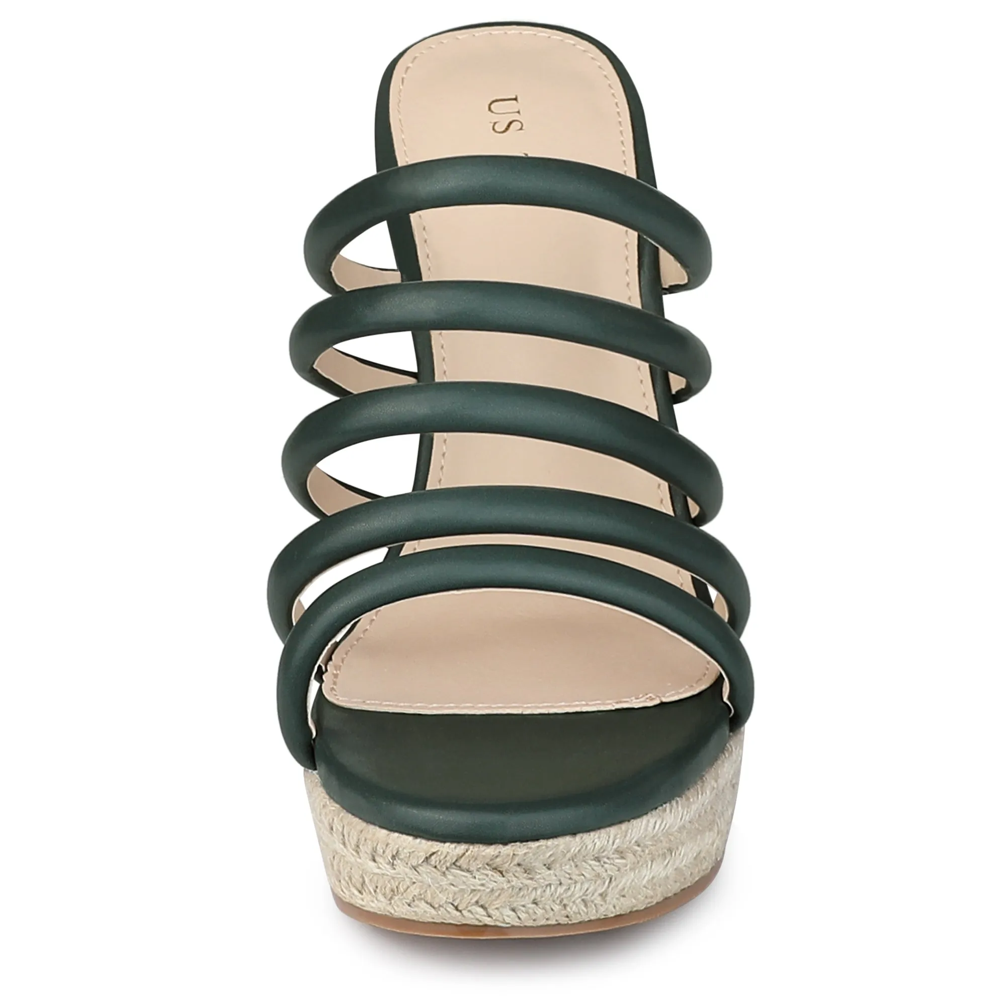 Women's Platform Strappy Slides Wedge Espadrille Wedges Sandals