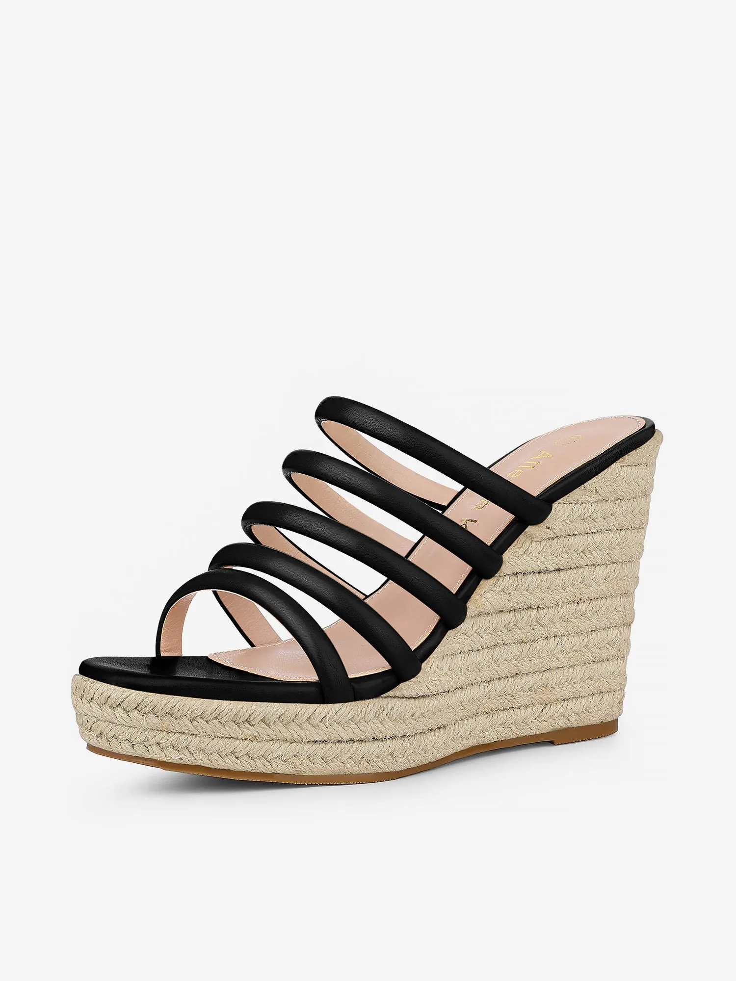 Women's Platform Strappy Slides Wedge Espadrille Wedges Sandals