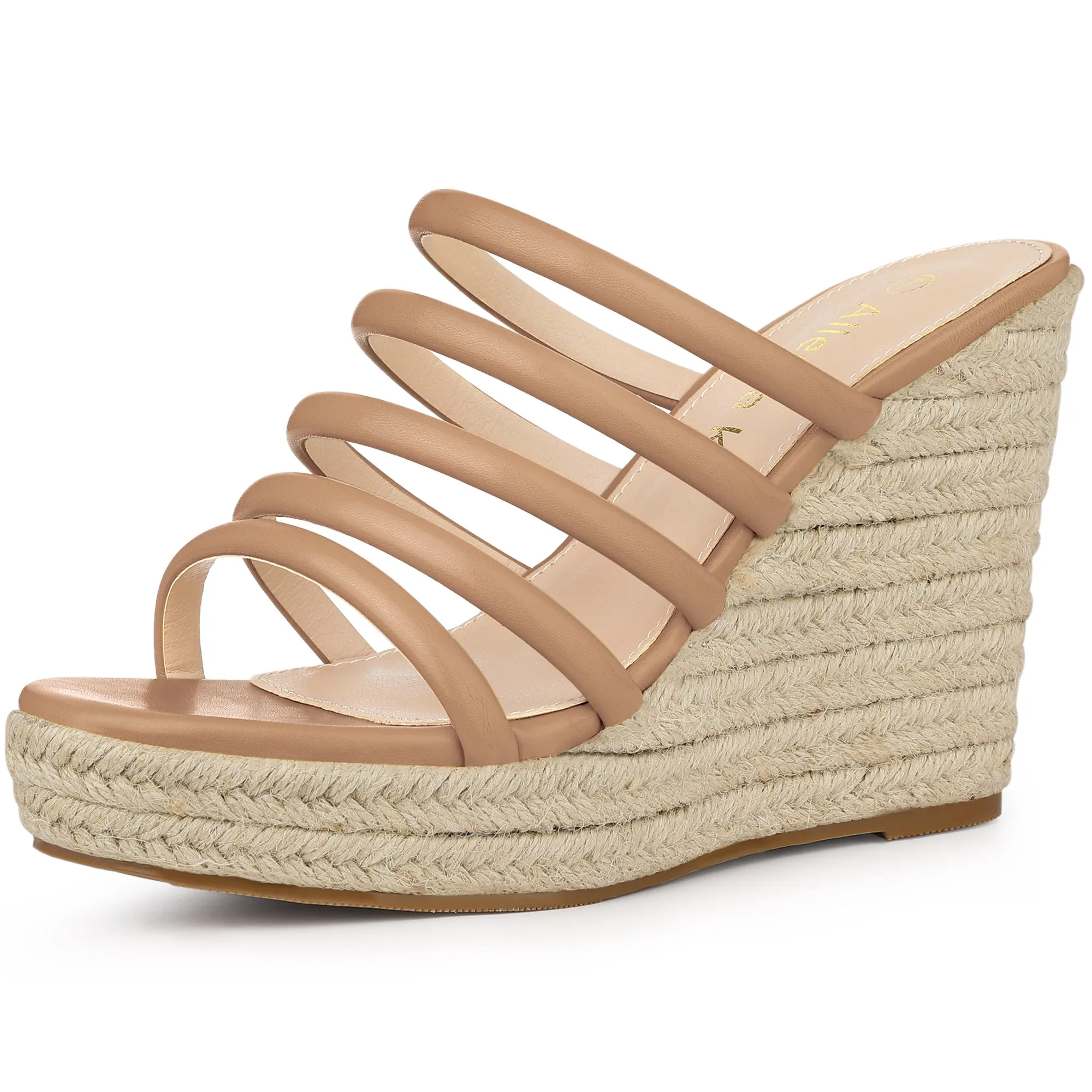 Women's Platform Strappy Slides Wedge Espadrille Wedges Sandals