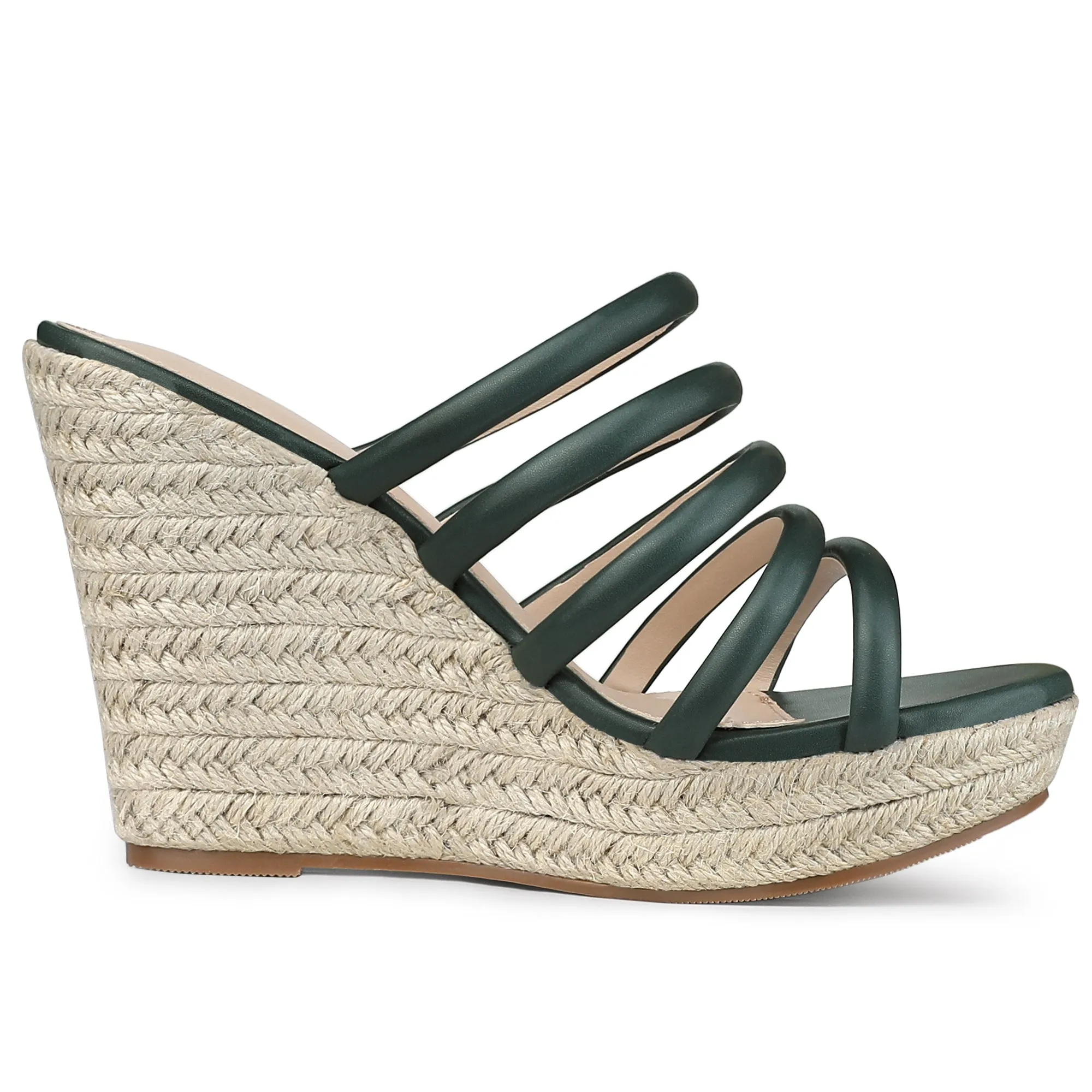 Women's Platform Strappy Slides Wedge Espadrille Wedges Sandals