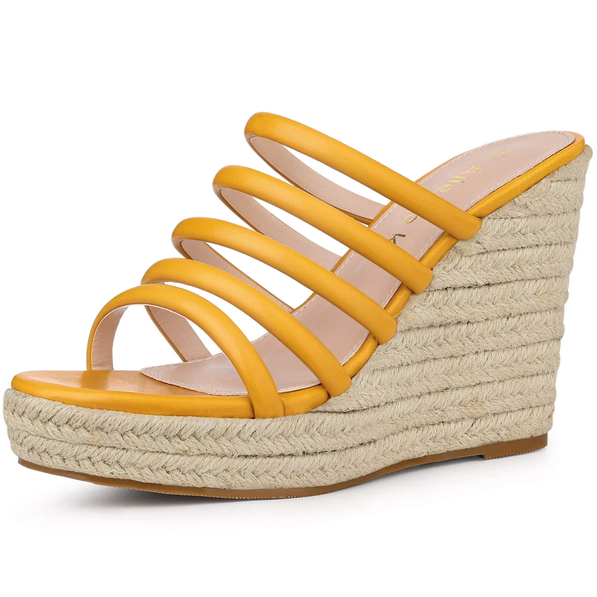 Women's Platform Strappy Slides Wedge Espadrille Wedges Sandals